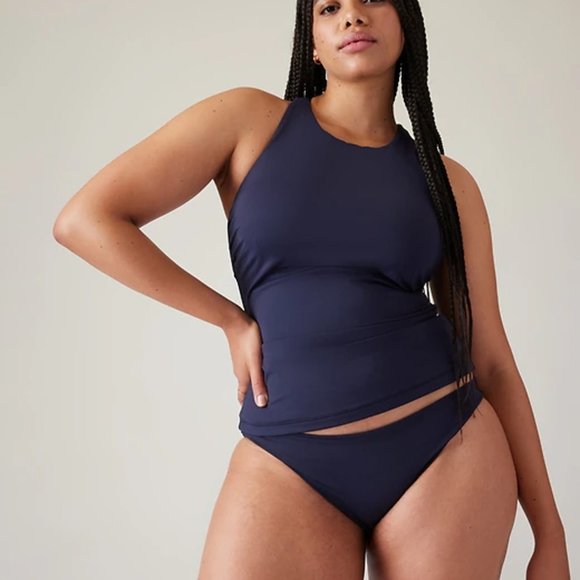 NWT Athleta Dress Blue Maldives Bra Cup High Neck Tankini Top Swim - Picture 3 of 8